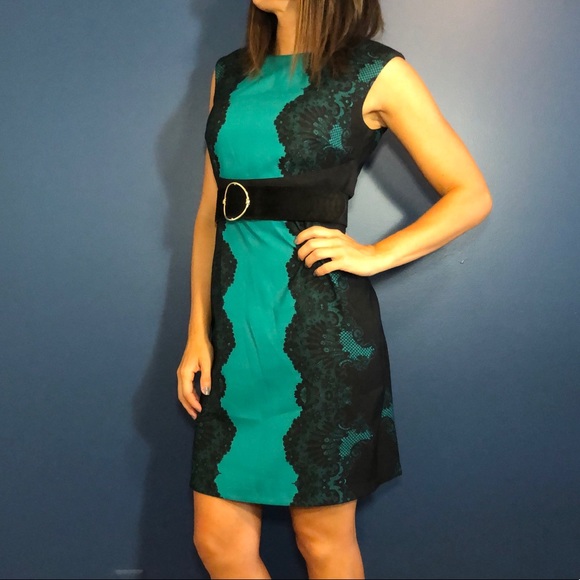 Teal and Black NY&Co dress - Picture 1 of 4